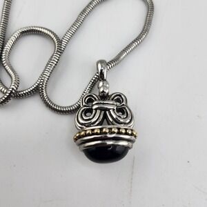 VTG Two-tone Black Glass Renaissance Revival‎ Design/Boho/Classic Necklace